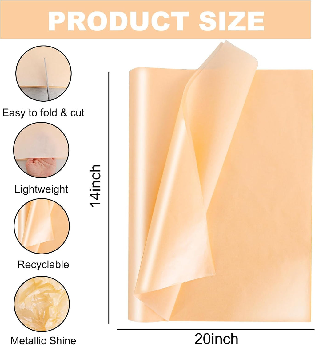 70 Sheets Pastel Metallic Glitter Tissue Paper Bulk for Gift Wrap