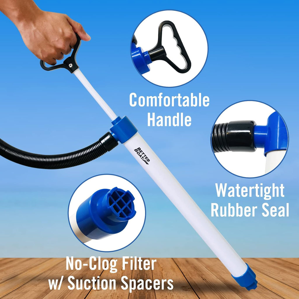 Manual Bilge Pump Large for Boats with 5ft Hose, Hand Water Pump for Kayak