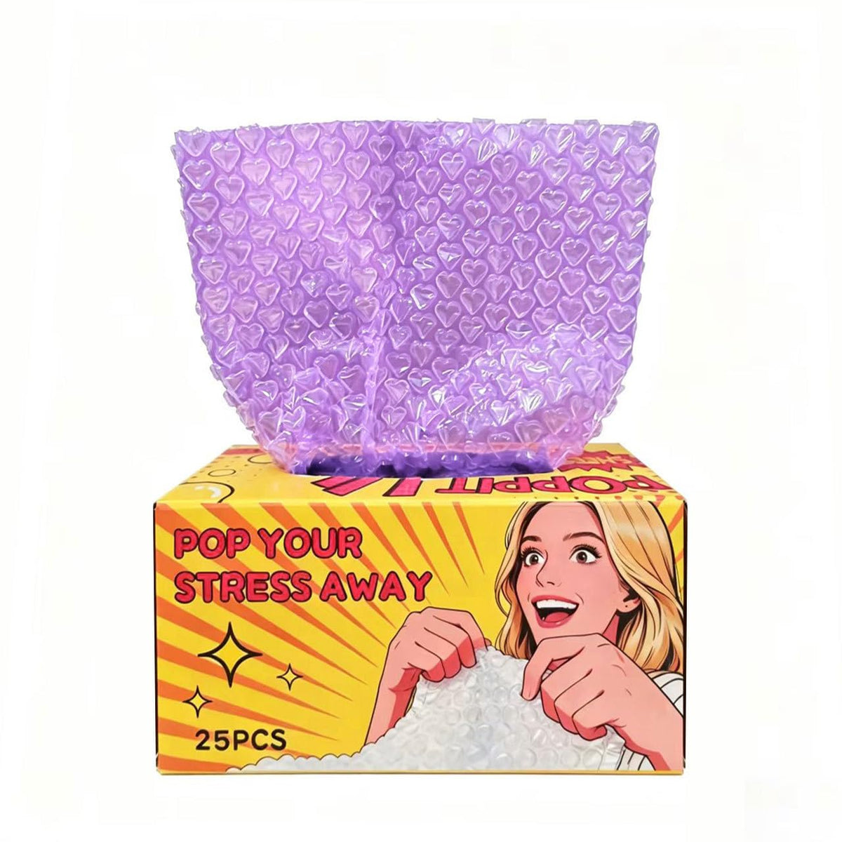 Creative Fidget Heart Bubble Wrap Stress Relief Sheets 25 Pack
