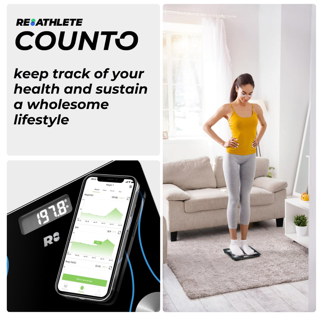 COUNTO Smart Scale- Digital Scale Measuring Body Parameters| Smart Bluetooth Body Fat Measurement Device, Body