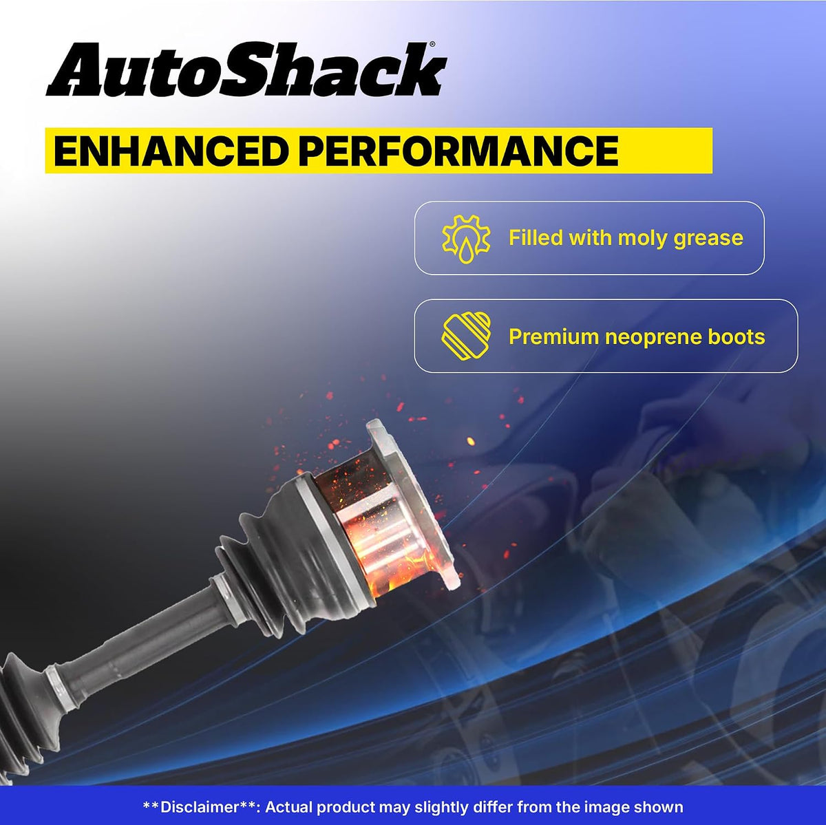 AutoShack Front CV Axle Shaft Assembly, Driver or Passenger Side, 1pc