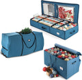 Christmas Tree Storage Bag 7.5 ft, Wrapping Paper Storage Organizer Container & Large Christmas Ornament Storage Box