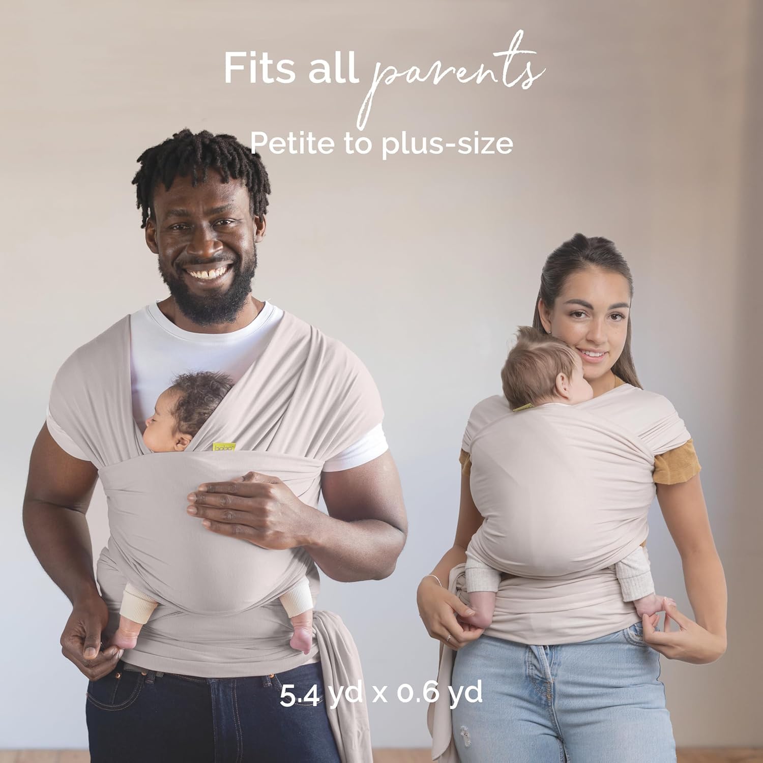 Baby Wrap Carrier - Stretch Organic Bamboo Newborn Sling, Stone | Breathable Bamboo-Blend Knit, newborn to toddler.