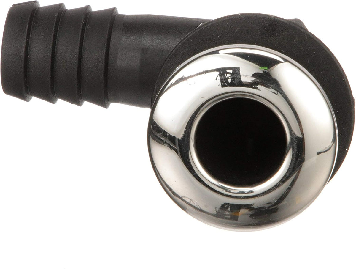 Seachoice 90-Degree Thru-Hull Connector, Fits 1-1/8 in. ID Hose, 1-3/8 in. Max Hull,White