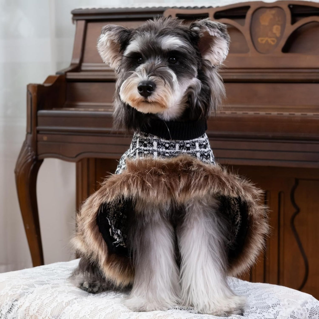Dog Sweater Cloak, Pearl Cotton Bouclé Yarn Puppy Sweater, Cold Weather Coat Knitwear for Small Dogs, Classic