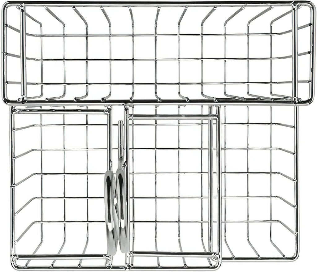 G.E.T. 4-21699 Chrome Four Compartment Condiment Caddy Metal Specialty Servingware Collection, 8" x 7" x 9" Tall, Chrome