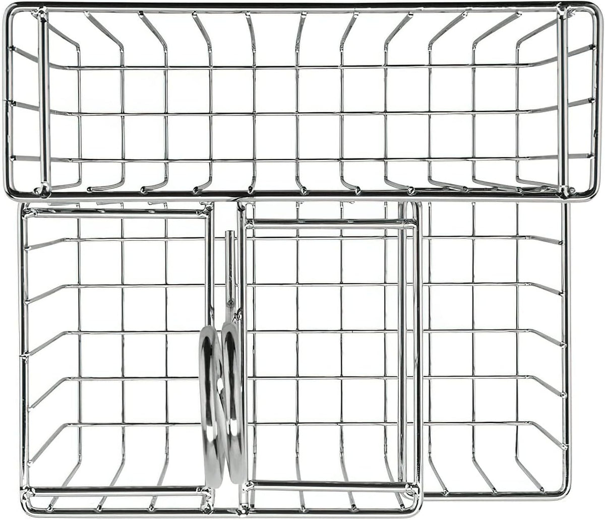 G.E.T. 4-21699 Chrome Four Compartment Condiment Caddy Metal Specialty Servingware Collection, 8" x 7" x 9" Tall, Chrome