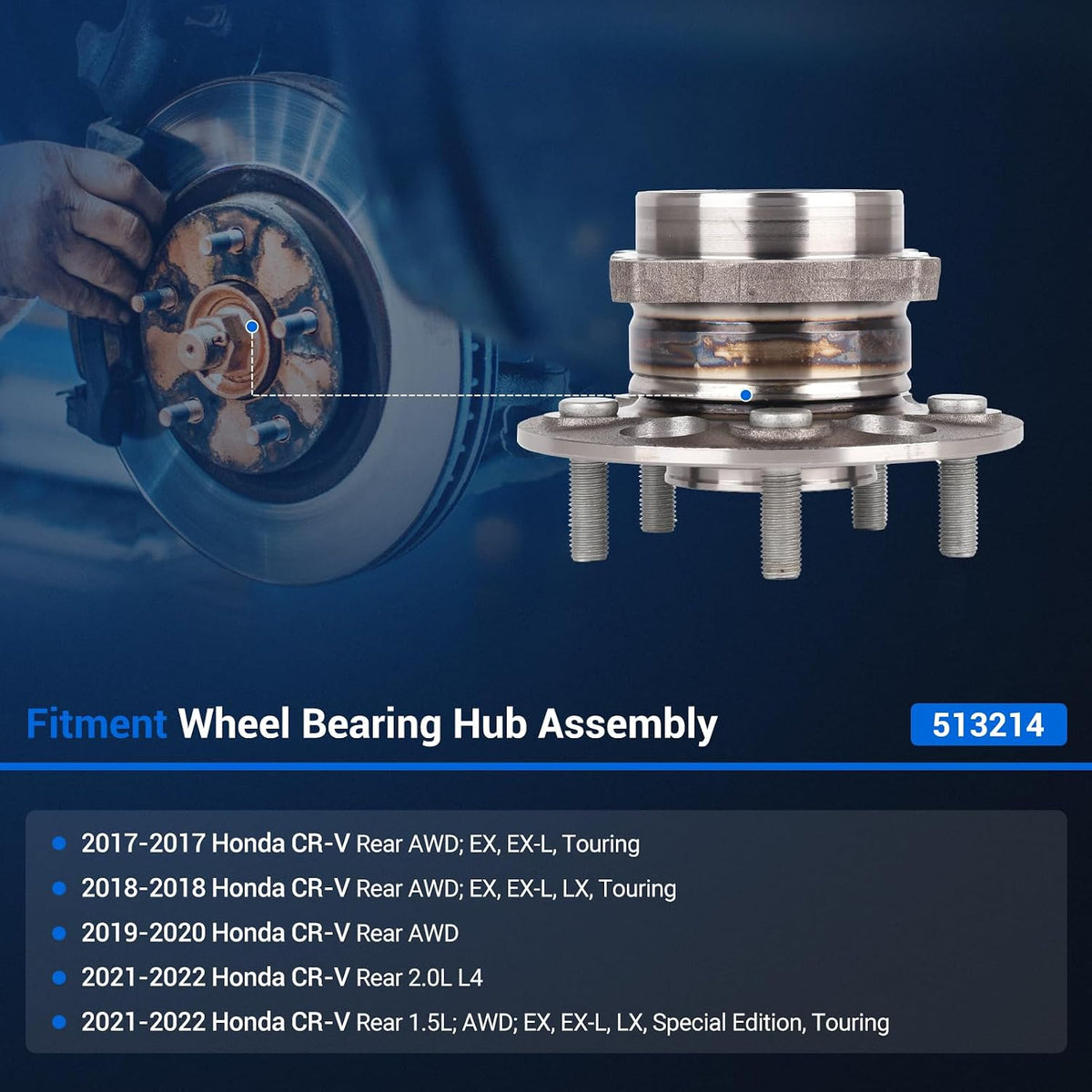 Autoround 512632 Rear Wheel Hub Assembly Fits Honda CR-V 2017-2022