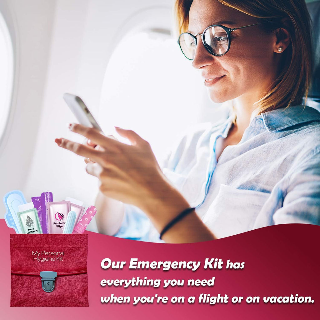 Pink Style Menstrual Kit All-in-One 10 Pack | Convenience on The Go | Period Kit Pack for Travelling, Tweens &