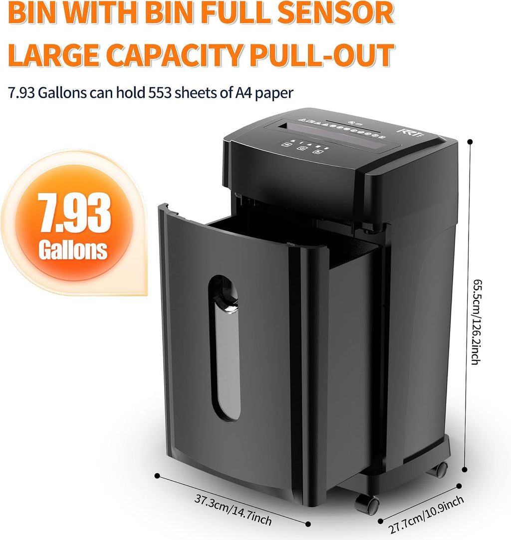 KRT Paper Shredder for Office Home, 18-Sheet Micro Cut Paper Shredder Auto Feed Cross Cut with 8 Gallons Bin, P-4