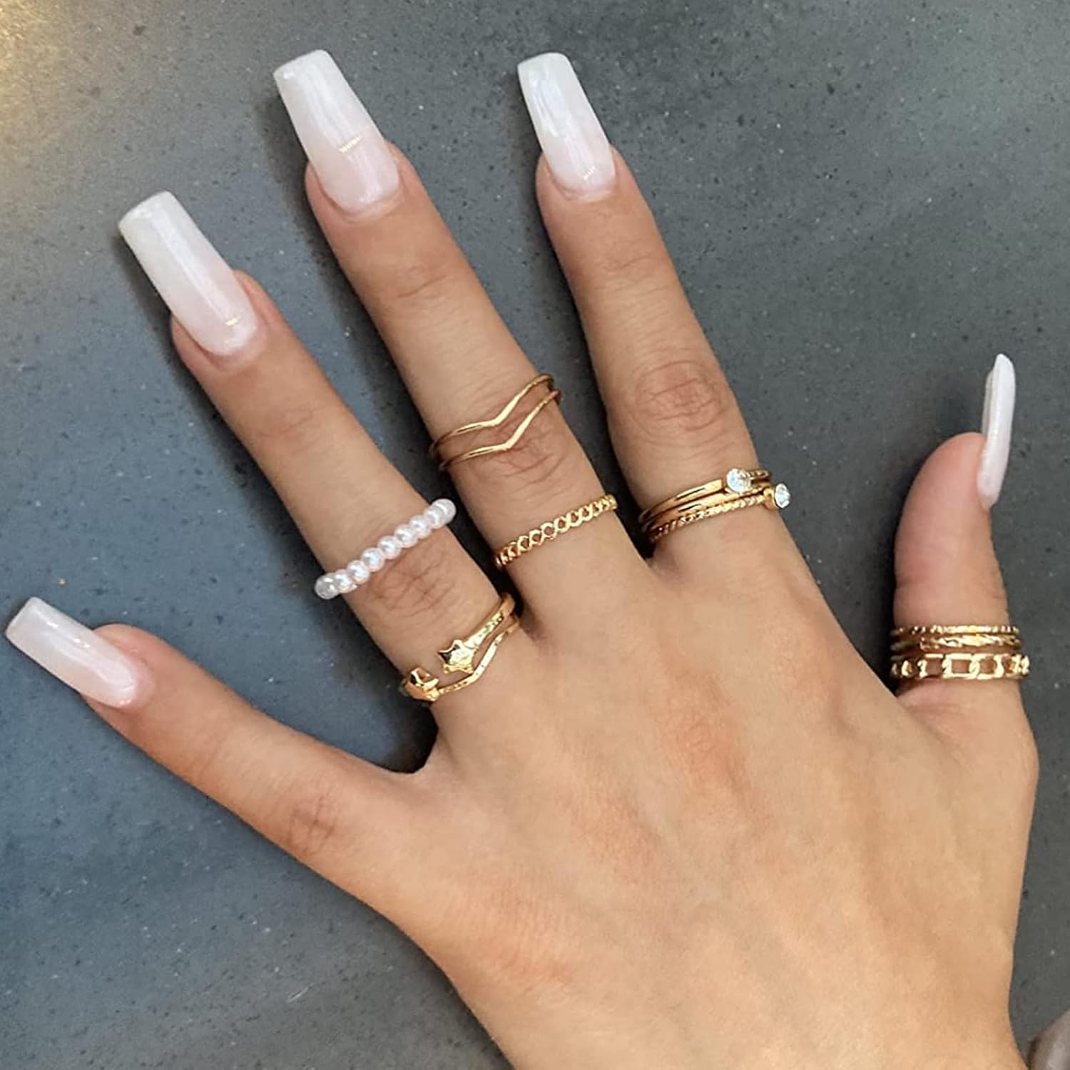 68 Pcs Gold Knuckle Rings Set for Women, Stackable Boho Joint Finger Midi Rings Silver Hollow Carved Crystal Stacking