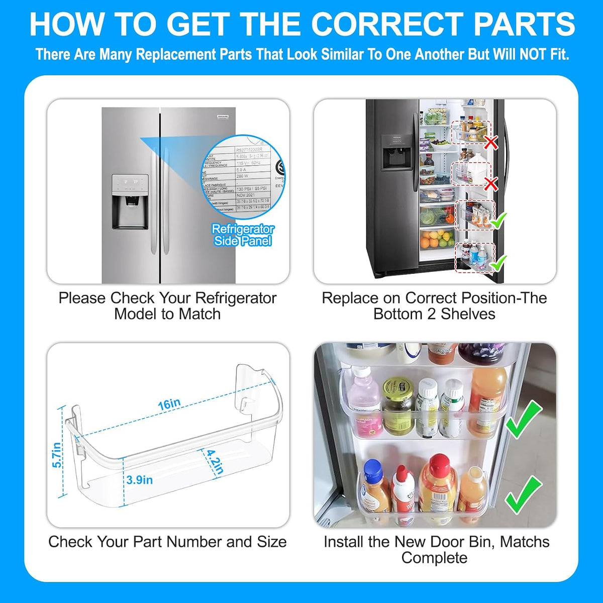 UPGRADED 242126602 Refrigerator Door Bin for Frigidaire Shelf Replacement