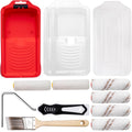4 Inch Paint Roller Kit, 12-Piece Mini Roller Set with 6 Microfiber Sleeves, Tray, Liner & Cover, Handle, 1.5" Angled