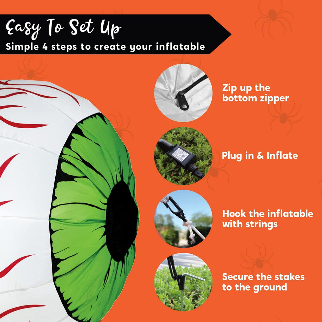 2 Pack Halloween Inflatables Large Set of Eyes Decoration Blow Ups Green Eyes for Yard 3 Ft Inflatable Halloween