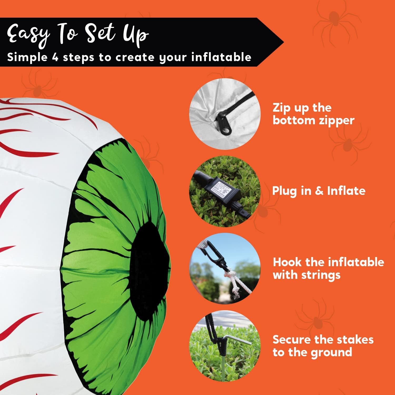 2 Pack Halloween Inflatables Large Set of Eyes Decoration Blow Ups Green Eyes for Yard 3 Ft Inflatable Halloween