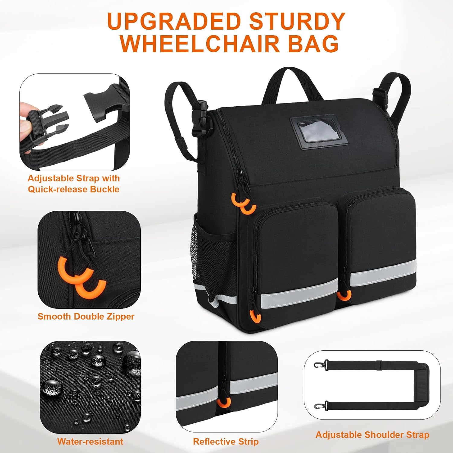 Wheelchair Bags to Hang on Back,Wheelchair Backpack Bag,Wheelchair Accessories Pouch Storage Bag with Thermal