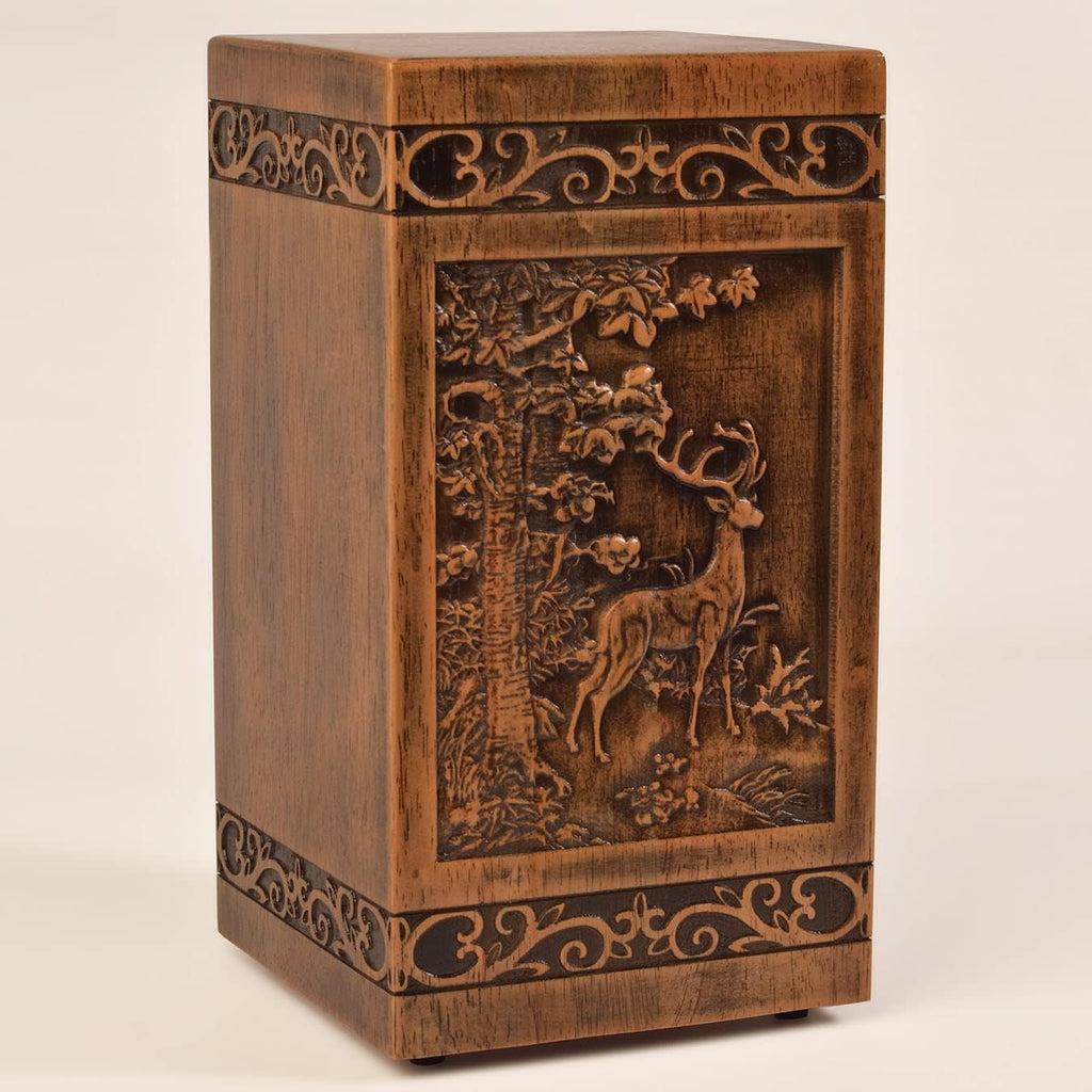 Wooden Cremation Urn for Human Wood Ashes Decorative Box Funeral Urns for Adult Male Female with Satin Bag Burial or