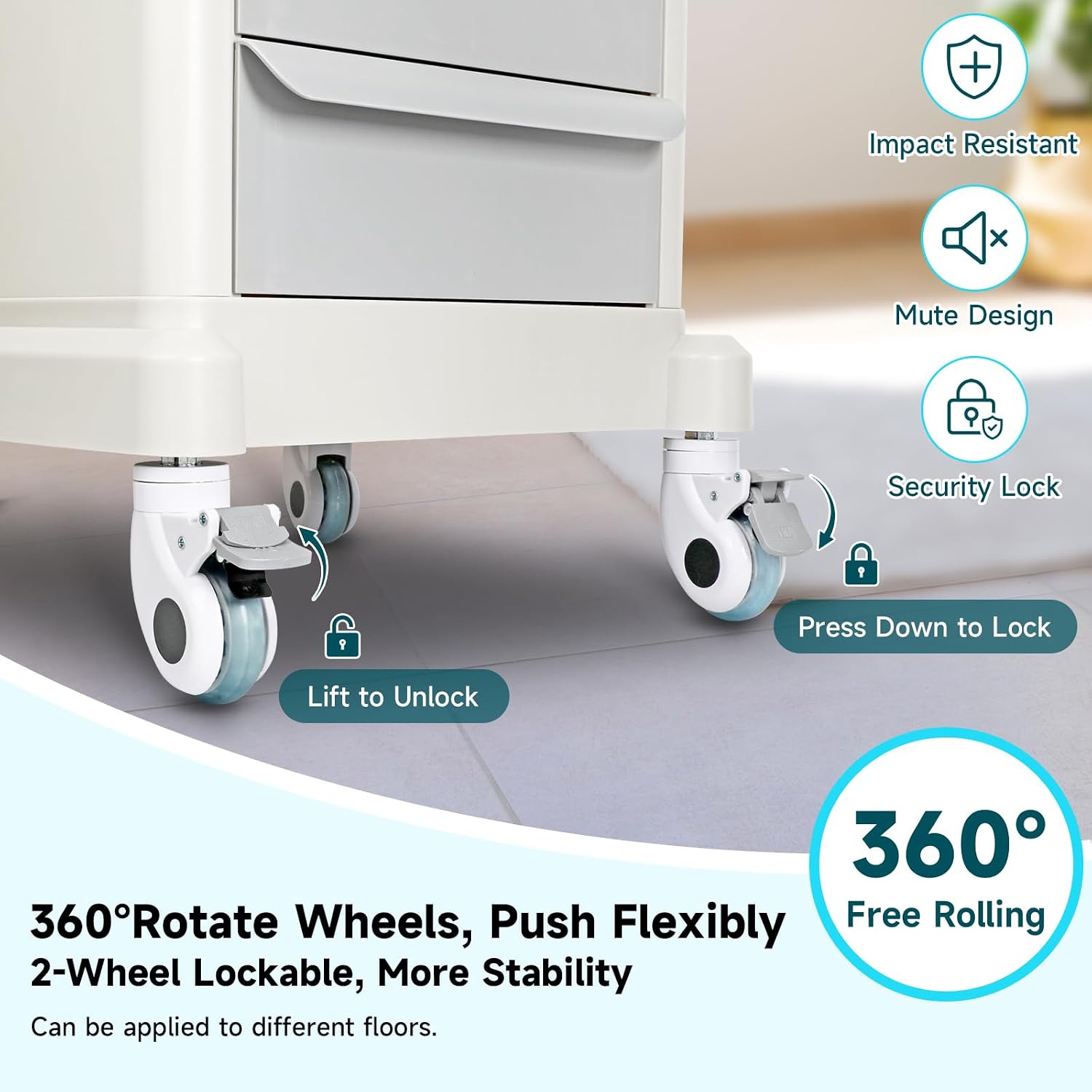 Medical Cart 4-Tier Mobile Ultrasound Cart Beauty Salon Storage Trolley