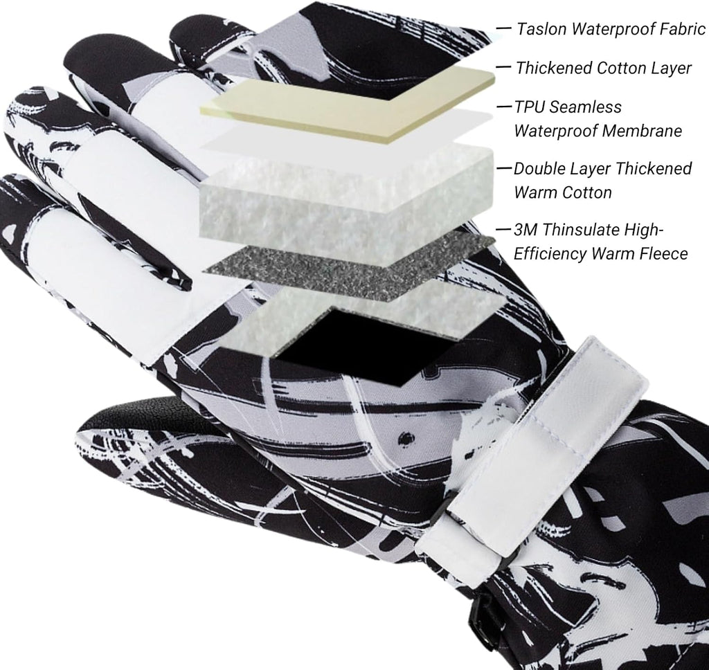 Winter Ski Gloves Waterproof Windproof Snow Gloves Thermal Insulated Touchscreen with Pocket for Men Women Cycling