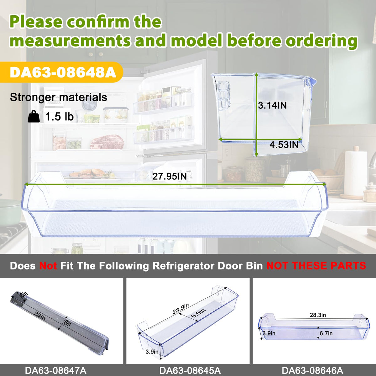 DA63-08648A Refrigerator freezer Door Shelf