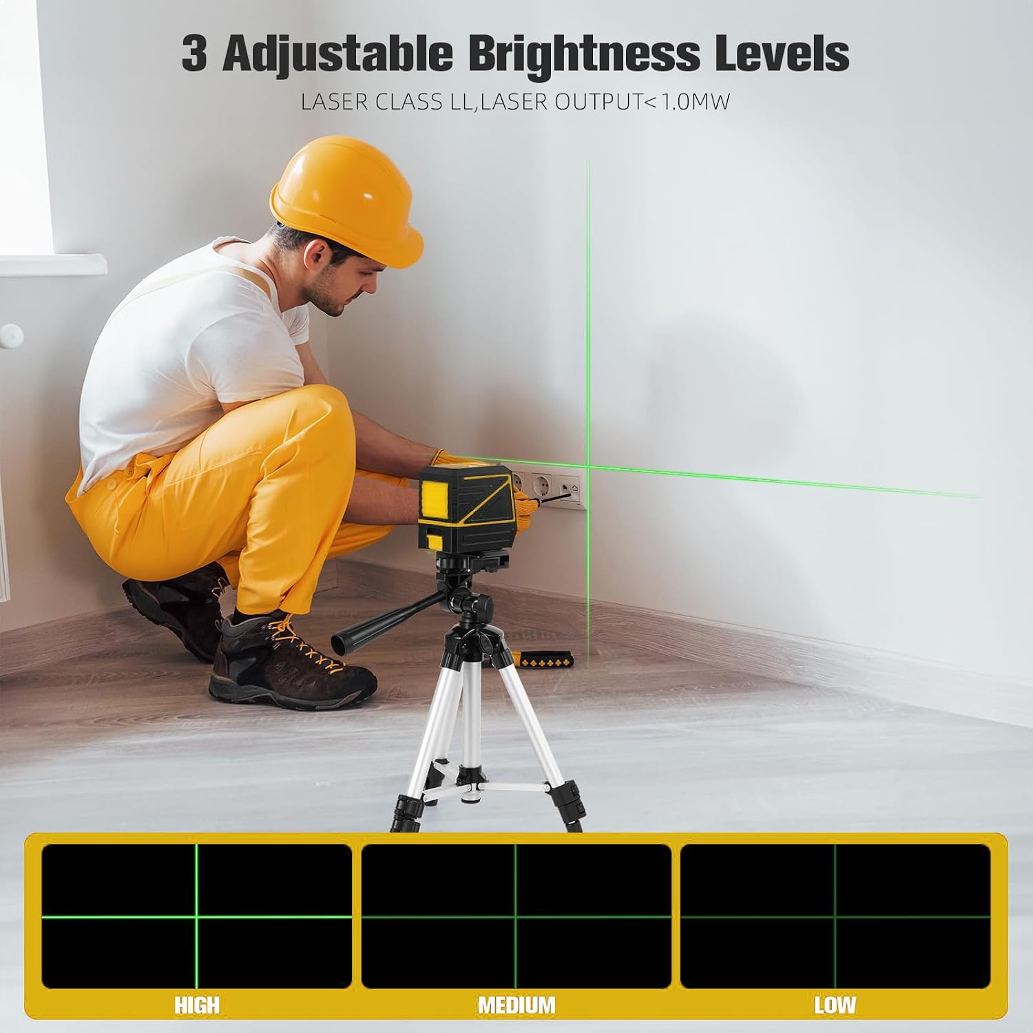Laser Level with Tripod, 100 feet Green Cross Line Self Rotary Leveling Laser Level, Vertical and Horizontal Line