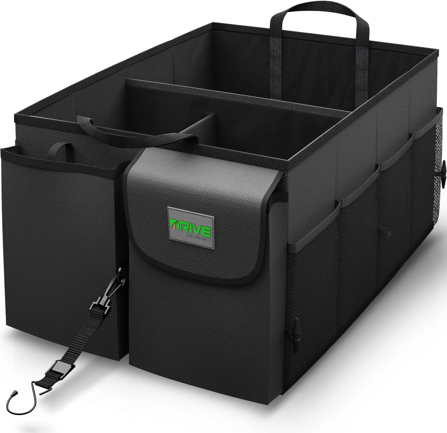 Car Trunk Organizer - Collapsible, Multi-Compartment Automotive SUV Car Organizer for Storage w/Adjustable Straps