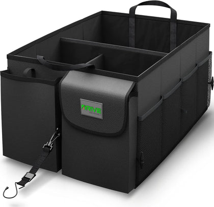 Car Trunk Organizer - Collapsible, Multi-Compartment Automotive SUV Car Organizer for Storage w/Adjustable Straps