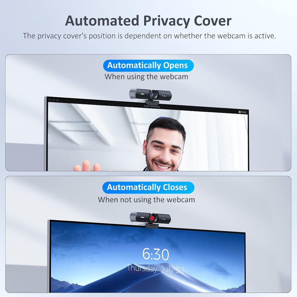 HelloCam, 1080P Webcam with Windows Hello, True Privacy, Automatic Electronic Shutter, Computer Camera, Microphone