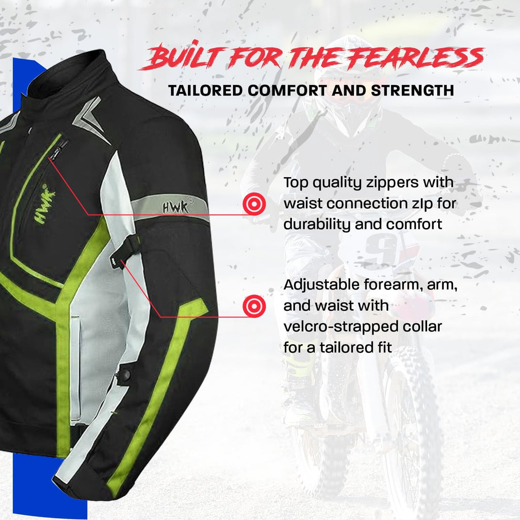 HWK Scorpion Motorcycle Jacket for Men & Women, Motorcycle Gear with Body Armor Foam Padding and Breathable Cordura