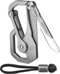 KU00 Titanium Quickdraw Carabiner Multitool with Folding Knife | B Shape, 2 Inch Ruler, Compact Pocket Size
