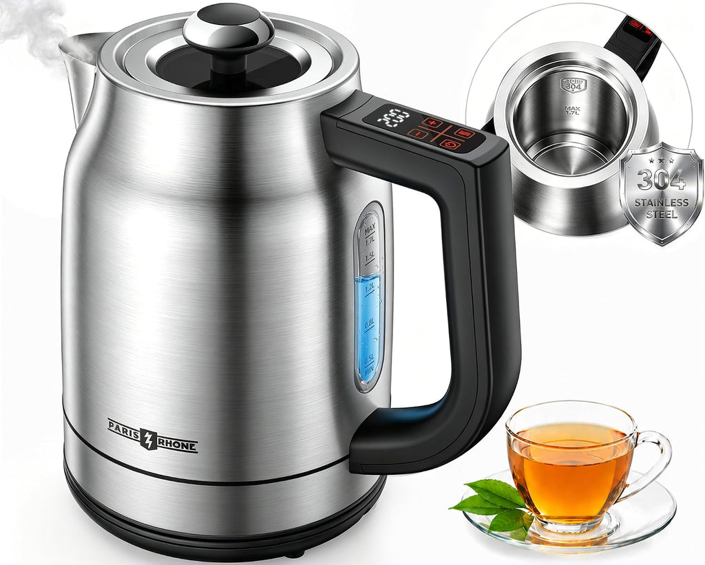 Electric Kettle with Temperature Control, 1.7L 1500W Stainless Steel Tea Kettle, 13 Preset Temperatures, LED Display