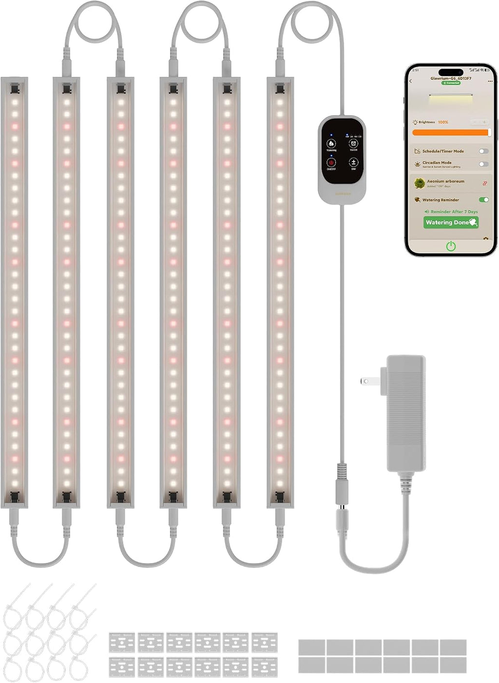 Grow Lights for Indoor Plants, LED Grow Light Bar Full Spectrum | 48W Grow Light Strips with App Control, Auto Timer