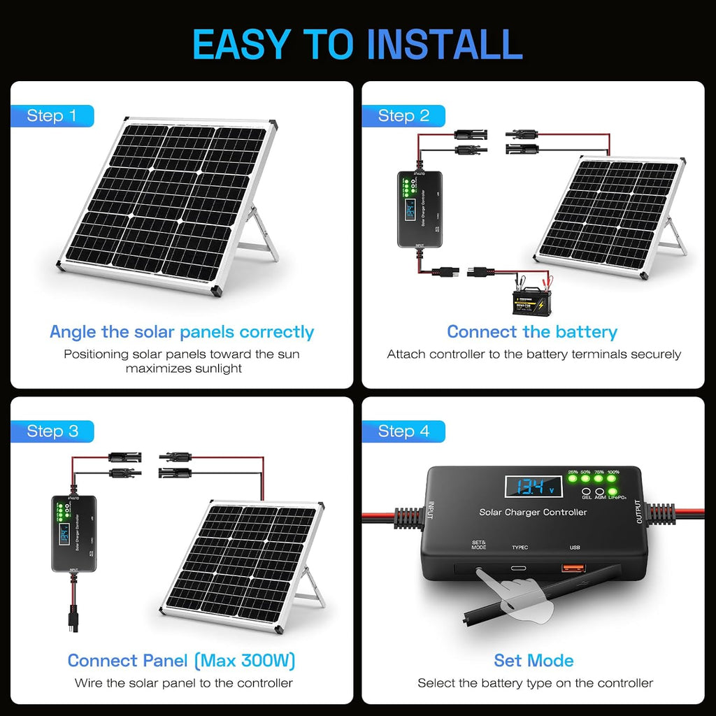 12V 20A PWM Solar Charge Controller with LCD for LiFePO4 AGM Gel Battery | 12V Intelligent Solar Panel Battery