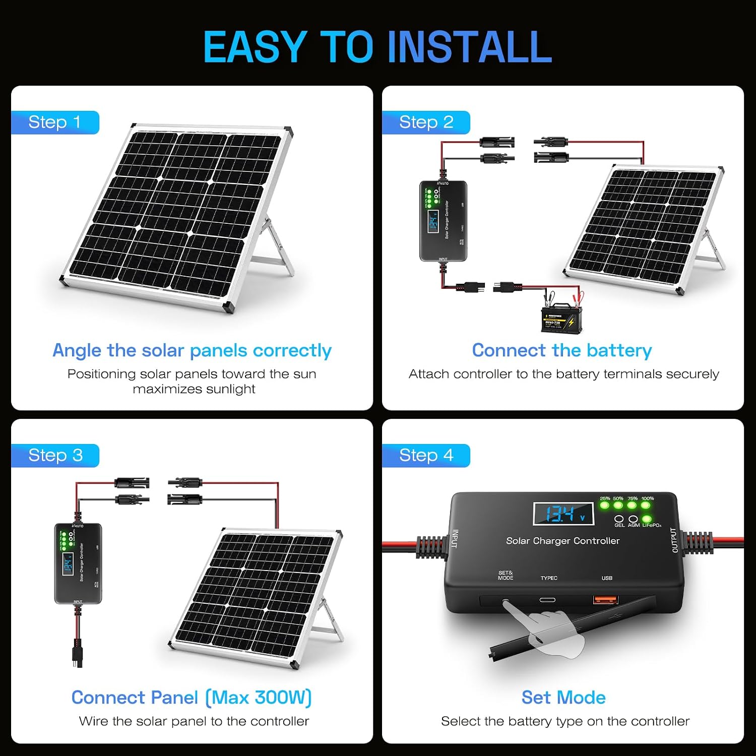 12V 20A PWM Solar Charge Controller with LCD for LiFePO4 AGM Gel Battery | 12V Intelligent Solar Panel Battery