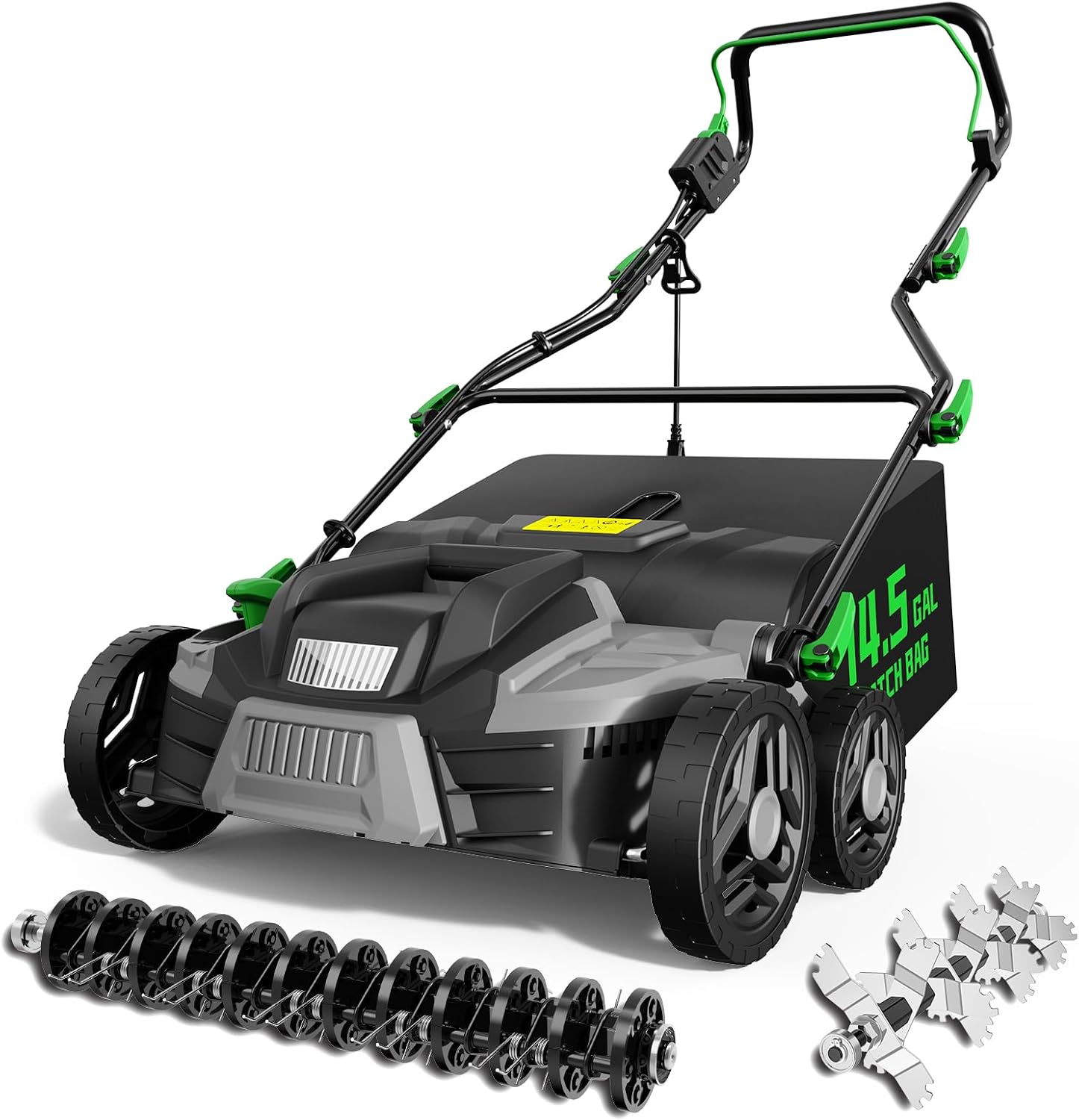 2026 Upgrade 16-Inch 15.5 Amp 2-in-1 Electric Dethatcher and Scarifier with 14.5-Gallon Collection Bag, Lawn