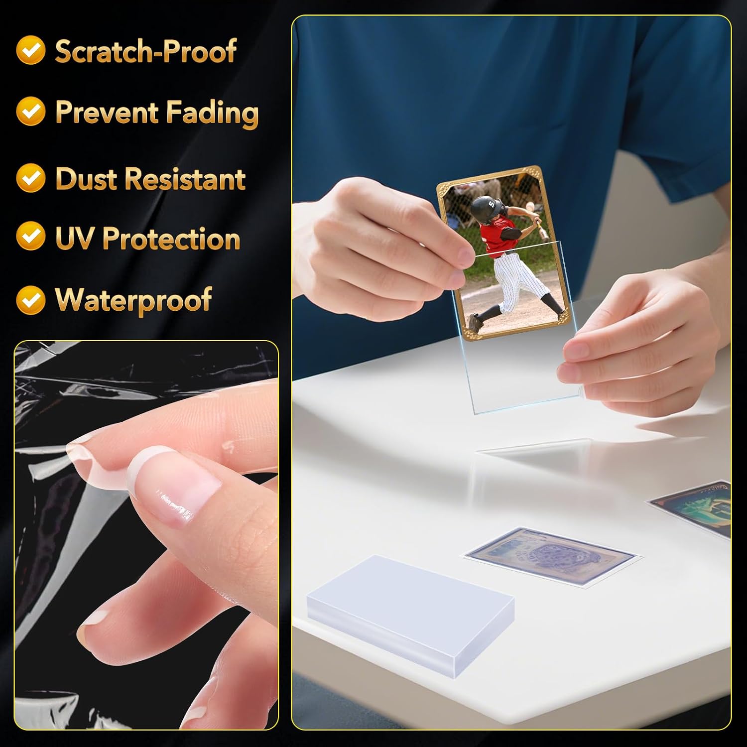 800 Counts Card Sleeves, Premium Clear Polypropylene (PP) Card Sleeves, Penny Trading Cards are Suitable for Standard