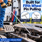 5th Wheel Pin Puller, 36" Length, Chrome Plated Heavy Duty 5th Wheel Puller Hook, w/Double Hook, 1 Pack