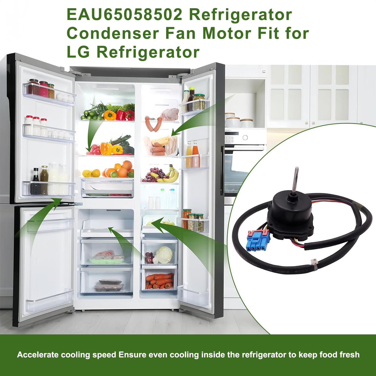 EAU65058502 Refrigerator Condenser Fan Motor Compatible with LG Fridge