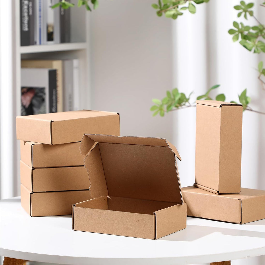 100 Pcs 5.91 x 3.94 x 1.57 Inches Shipping Boxes Cardboard Gift Corrugated Cardboard Brown Boxes Mailer Packaging for