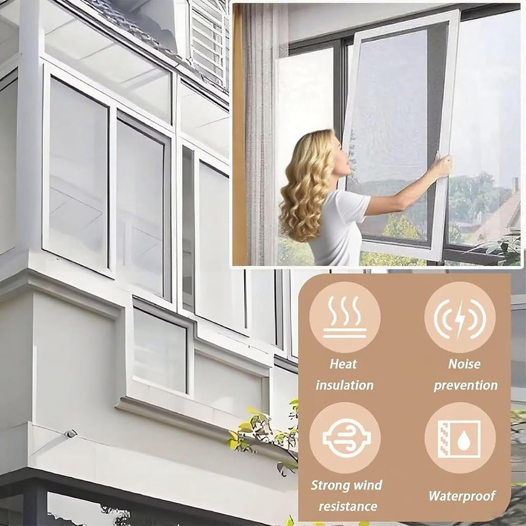 44x27in / 112x69cm Double Slide Vinyl Tempered Utility Window, Replacement Windows for Home, with Screen and Glass