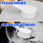 3 Pack Dish Brush with Bamboo Handle Cleaning Brush,White