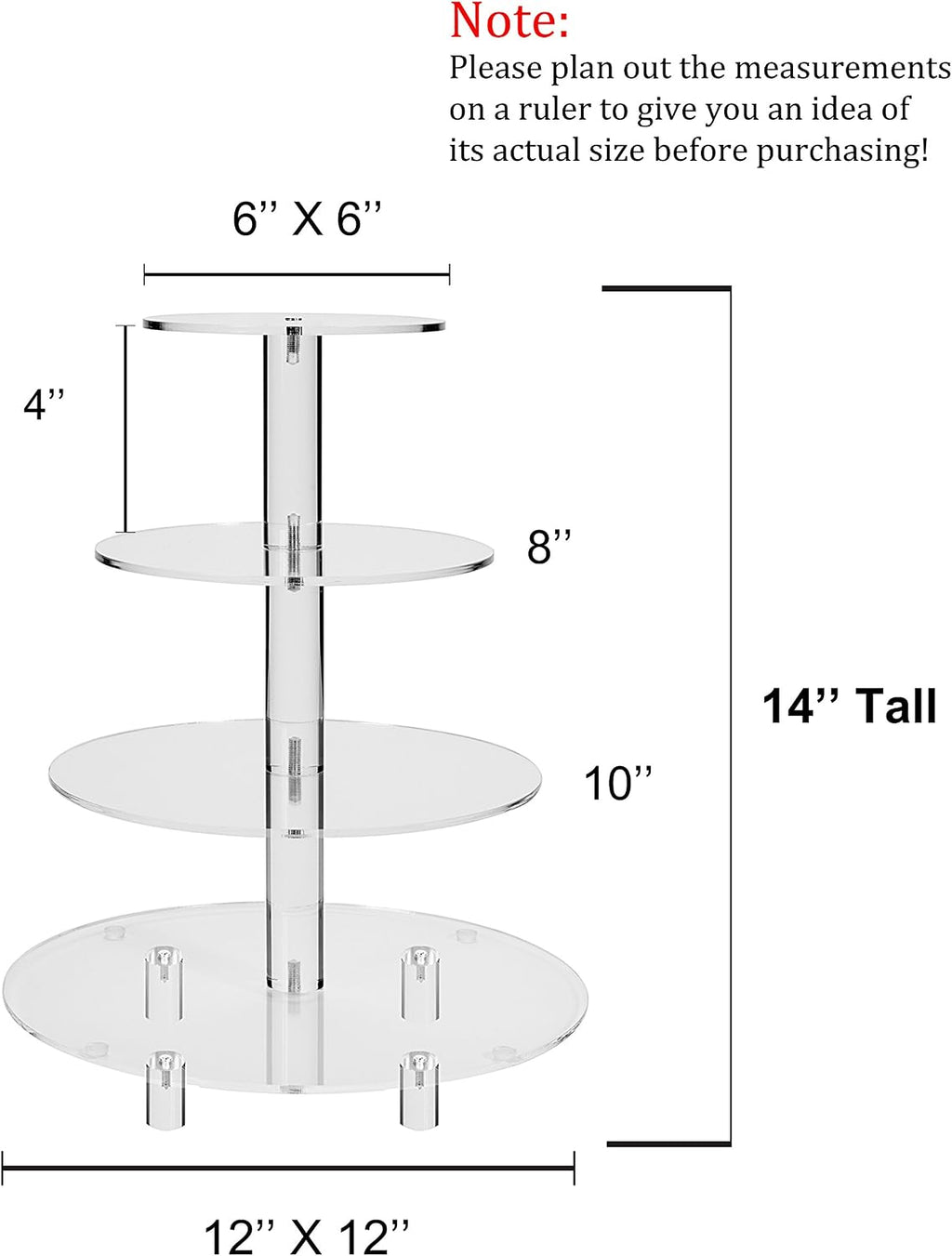 Large 4 Tier Acrylic Cupcake Stand,Round Cake Stand for Party