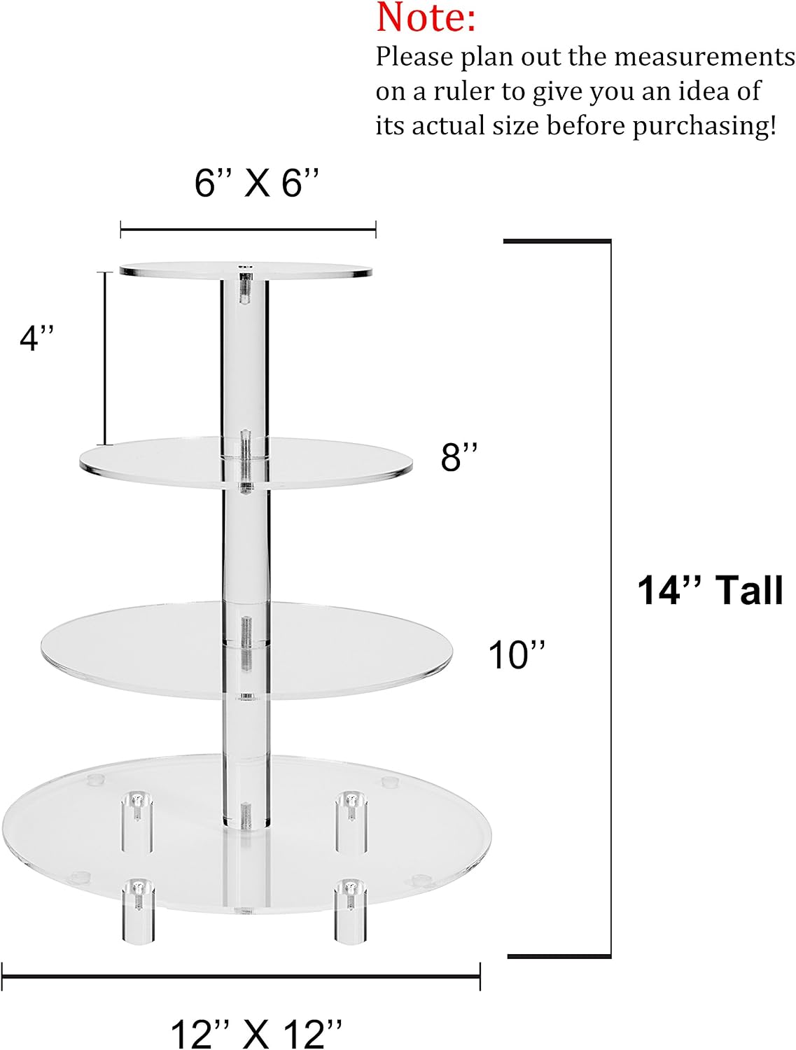 Large 4 Tier Acrylic Cupcake Stand,Round Cake Stand for Party