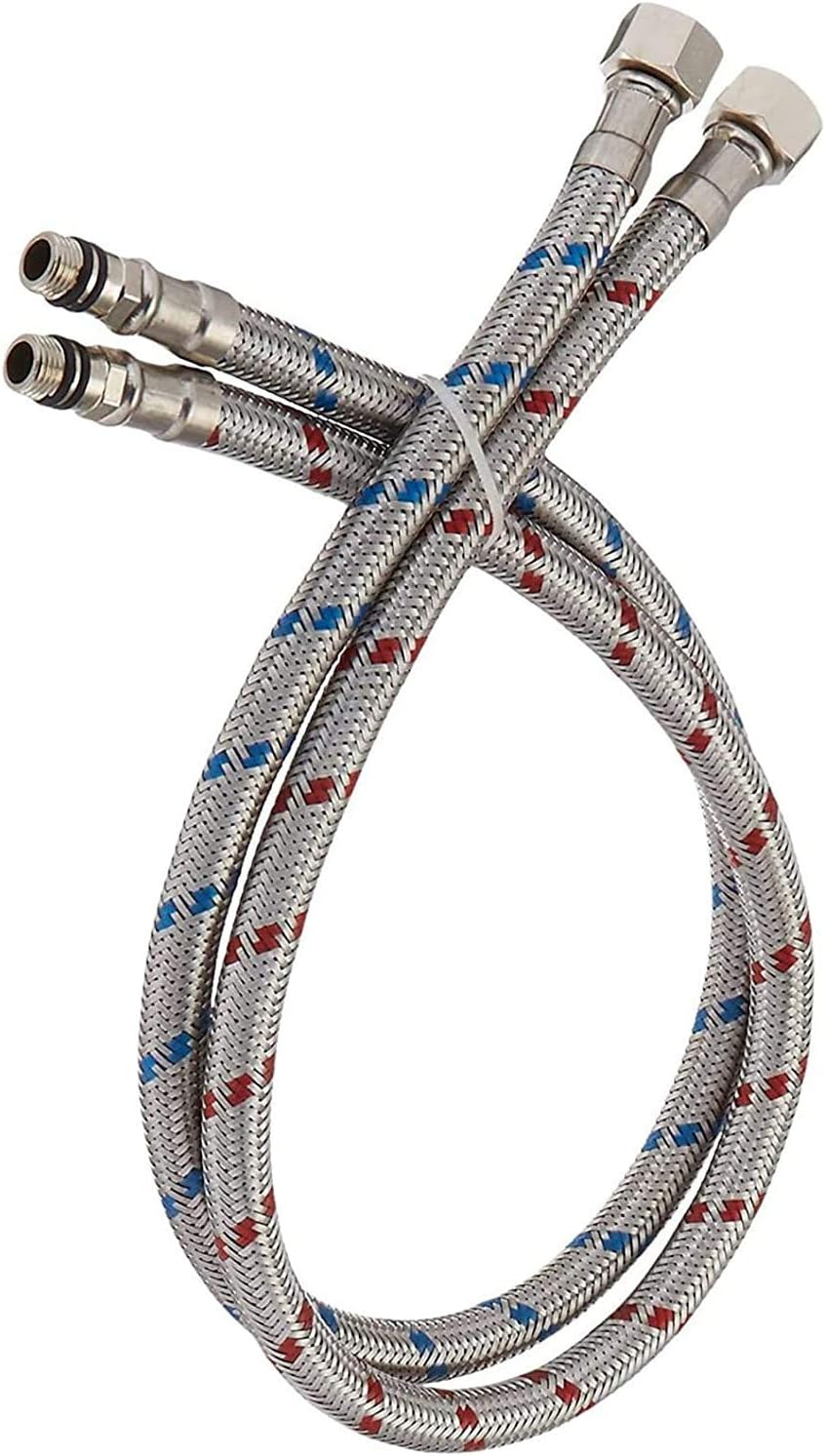 40-Inch Faucet Supply Lines 2Pcs, 3/8" Female x M10 Male | Stainless Steel, Long Faucet Connector, Kitchen Sink