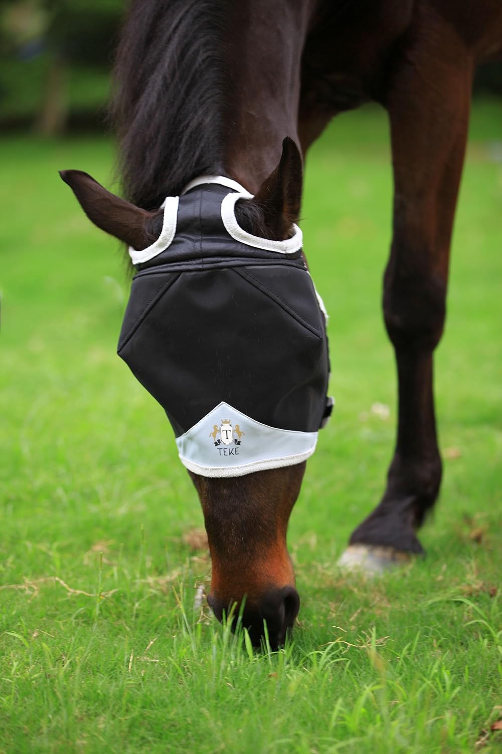 Fine Mesh Horse Fly Mask w/No Ears, UV Blocking 3D Eye Visor with Extra Fleece Cushioned Forehead, Protection from