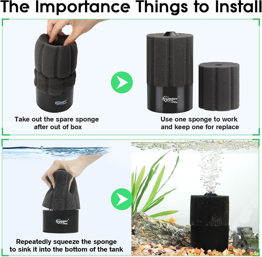 Aquarium Sponge Filter 20-55 Gallon Fish Tank Filter for Breeding Fry Shrimp Snails Betta Air-Powered Filter with