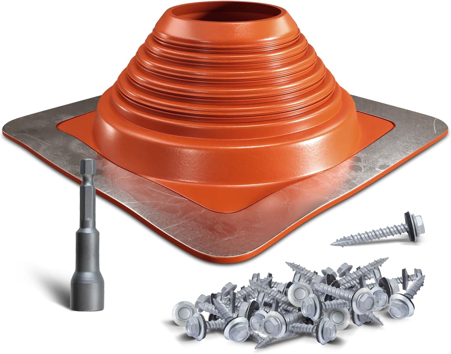 #7 Metal Roof Vent Flashing, Silicone Roof Vent Boot, Red, 1-Pack