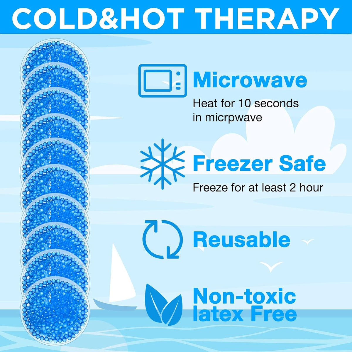 200 Pcs Round Ice Packs Reusable Small Gel Cold Packs Bulk,Blue