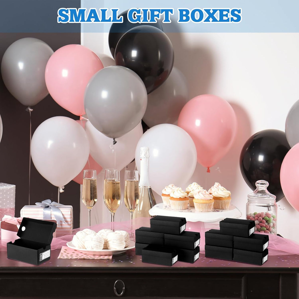 12 Set Mini Sneaker Shoe Gift Boxes, Black, 6.1 x 3.9 x 2.5