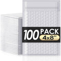 Bubble Mailers 4x8" 100 Pack Grey and White Padded Envelopes Mailers Waterproof Usable Size 4x7 Self-Seal Padded